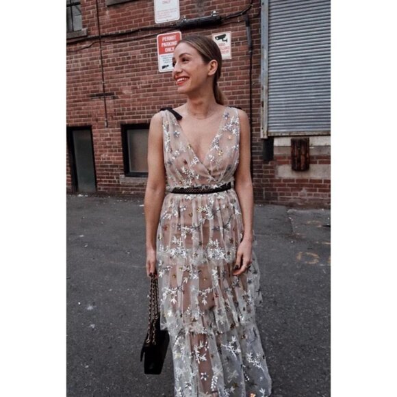 💕SELF-PORTRAIT💕 Star Mesh Embroidered Midi Dress ~ US 4 - Picture 7 of 16